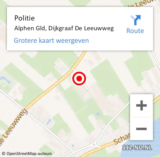 Locatie op kaart van de 112 melding: Politie Alphen Gld, Dijkgraaf De Leeuwweg op 9 januari 2014 07:15