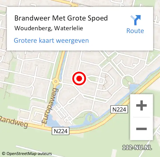 Locatie op kaart van de 112 melding: Brandweer Met Grote Spoed Naar Woudenberg, Waterlelie op 26 januari 2017 10:40