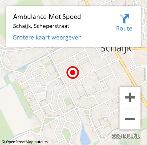 Locatie op kaart van de 112 melding: Ambulance Met Spoed Naar Schaijk, Scheperstraat op 26 januari 2017 10:54