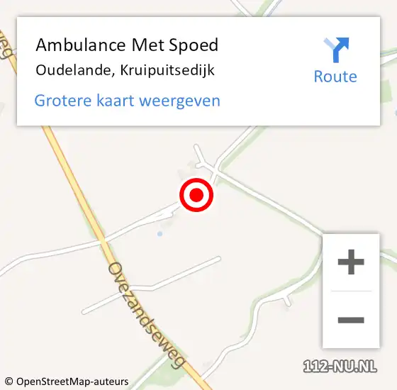 Locatie op kaart van de 112 melding: Ambulance Met Spoed Naar Oudelande, Kruipuitsedijk op 26 januari 2017 11:04
