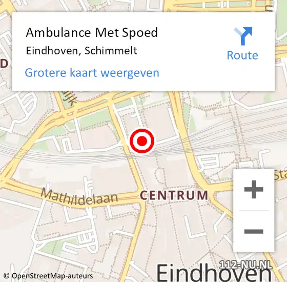 Locatie op kaart van de 112 melding: Ambulance Met Spoed Naar Eindhoven, Schimmelt op 26 januari 2017 11:40