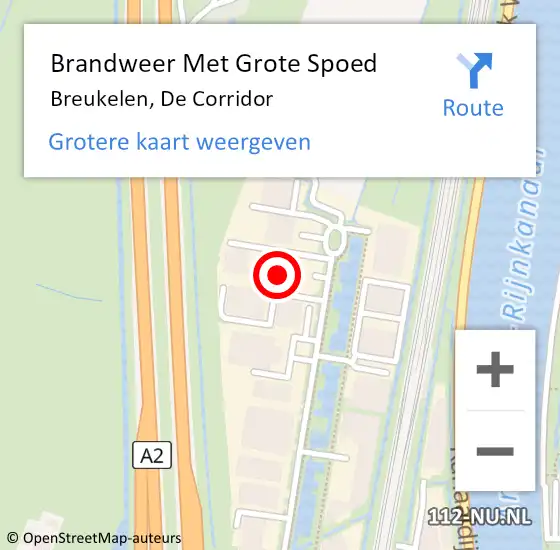 Locatie op kaart van de 112 melding: Brandweer Met Grote Spoed Naar Breukelen, De Corridor op 26 januari 2017 11:43