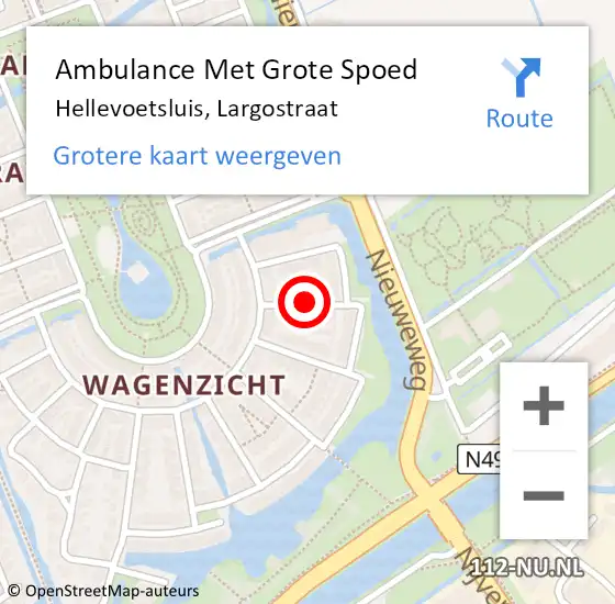 Locatie op kaart van de 112 melding: Ambulance Met Grote Spoed Naar Hellevoetsluis, Largostraat op 26 januari 2017 12:42