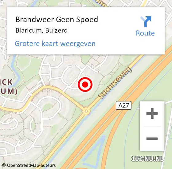 Locatie op kaart van de 112 melding: Brandweer Geen Spoed Naar Blaricum, Buizerd op 26 januari 2017 12:43