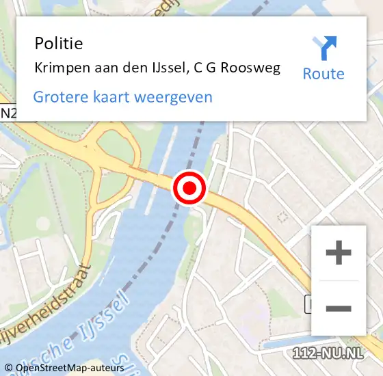 Locatie op kaart van de 112 melding: Politie Krimpen aan den IJssel, C G Roosweg op 9 januari 2014 07:47