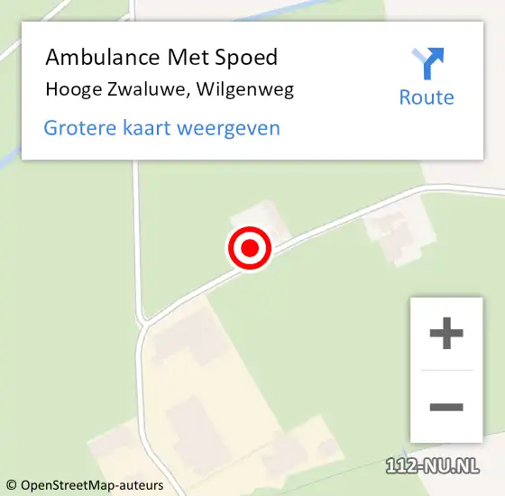 Locatie op kaart van de 112 melding: Ambulance Met Spoed Naar Hooge Zwaluwe, Wilgenweg op 26 januari 2017 13:27