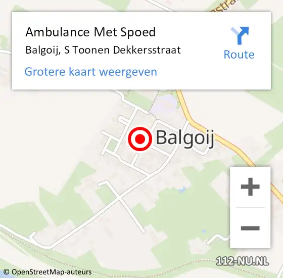 Locatie op kaart van de 112 melding: Ambulance Met Spoed Naar Balgoij, S Toonen Dekkersstraat op 26 januari 2017 13:30