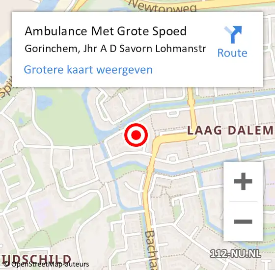 Locatie op kaart van de 112 melding: Ambulance Met Grote Spoed Naar Gorinchem, Jhr. Mr. A.F. de Savornin Lohmanstraat op 26 januari 2017 13:50