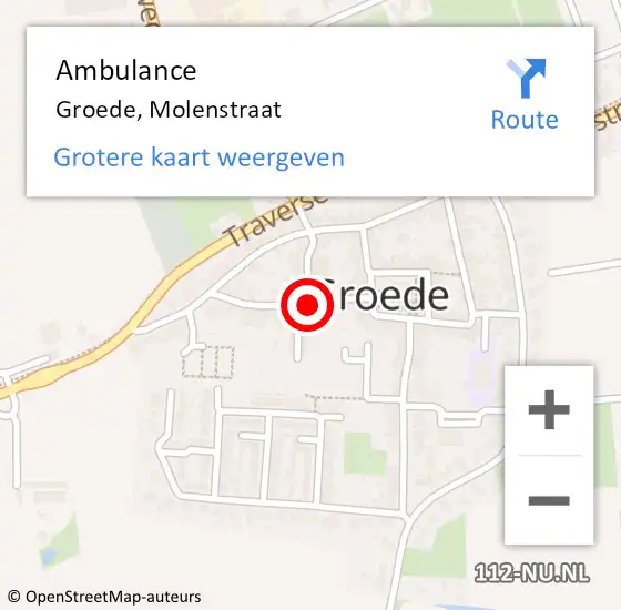 Locatie op kaart van de 112 melding: Ambulance Groede, Molenstraat op 26 januari 2017 13:54