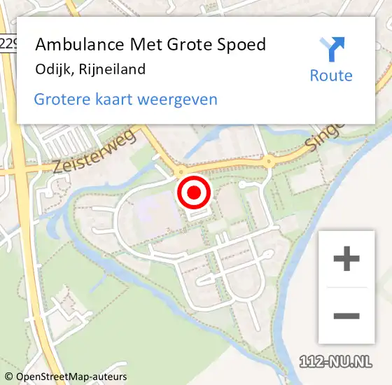 Locatie op kaart van de 112 melding: Ambulance Met Grote Spoed Naar Odijk, Rijneiland op 26 januari 2017 15:15