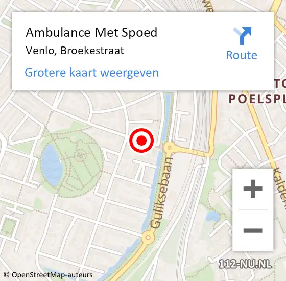 Locatie op kaart van de 112 melding: Ambulance Met Spoed Naar Venlo, Broekestraat op 26 januari 2017 15:41