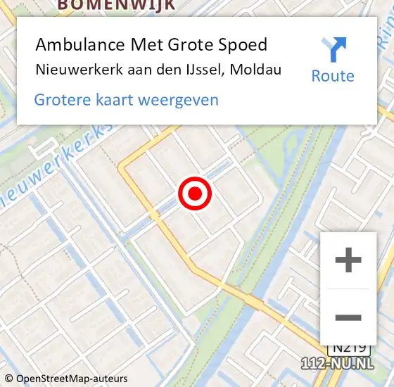 Locatie op kaart van de 112 melding: Ambulance Met Grote Spoed Naar Nieuwerkerk aan den IJssel, Moldau op 26 januari 2017 16:24