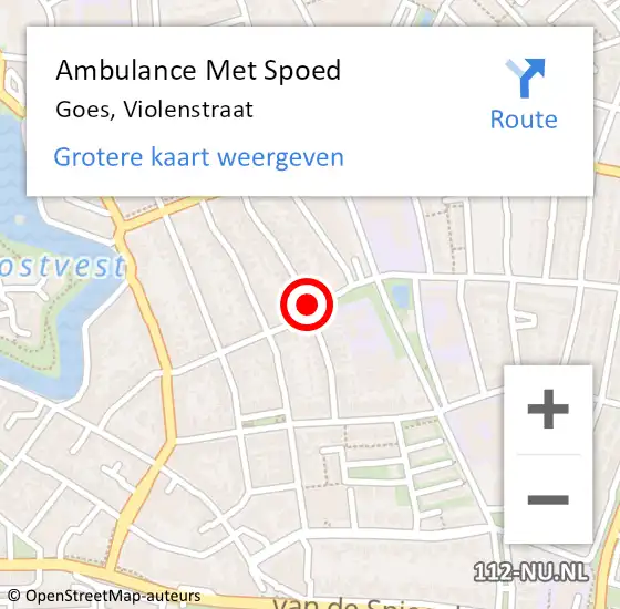 Locatie op kaart van de 112 melding: Ambulance Met Spoed Naar Goes, Violenstraat op 26 januari 2017 16:50