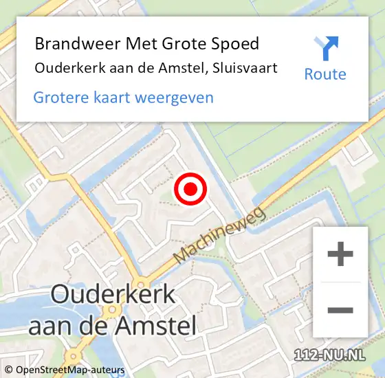 Locatie op kaart van de 112 melding: Brandweer Met Grote Spoed Naar Ouderkerk aan de Amstel, Sluisvaart op 26 januari 2017 16:54