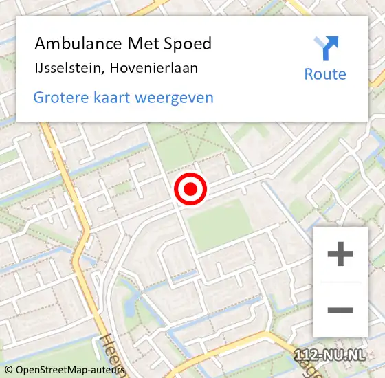 Locatie op kaart van de 112 melding: Ambulance Met Spoed Naar IJsselstein, Hovenierlaan op 26 januari 2017 17:24