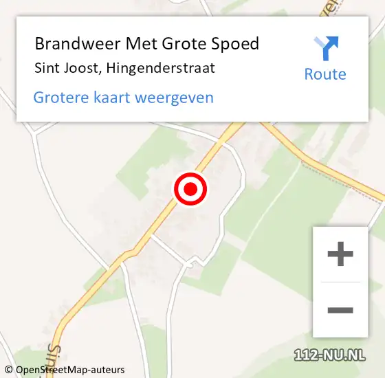 Locatie op kaart van de 112 melding: Brandweer Met Grote Spoed Naar Sint Joost, Hingenderstraat op 26 januari 2017 17:38