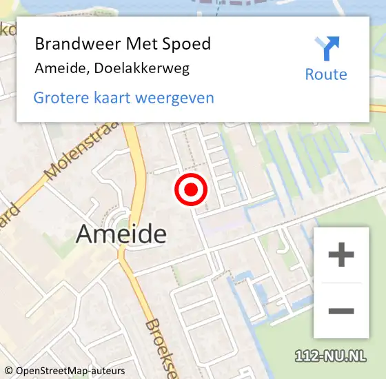 Locatie op kaart van de 112 melding: Brandweer Met Spoed Naar Ameide, Doelakkerweg op 26 januari 2017 17:45