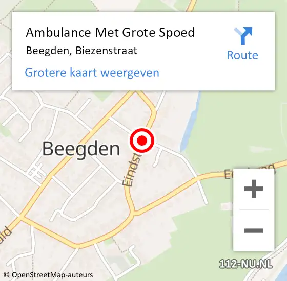 Locatie op kaart van de 112 melding: Ambulance Met Grote Spoed Naar Beegden, Biezenstraat op 9 januari 2014 08:15