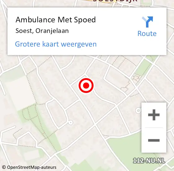 Locatie op kaart van de 112 melding: Ambulance Met Spoed Naar Soest, Oranjelaan op 26 januari 2017 18:07