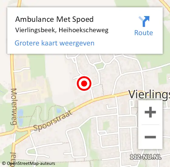 Locatie op kaart van de 112 melding: Ambulance Met Spoed Naar Vierlingsbeek, Heihoekscheweg op 26 januari 2017 18:25