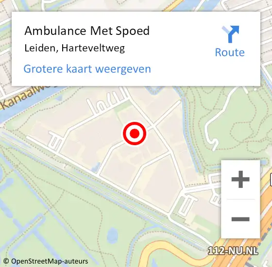 Locatie op kaart van de 112 melding: Ambulance Met Spoed Naar Leiden, Harteveltweg op 26 januari 2017 19:25