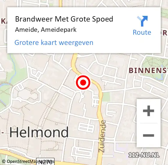 Locatie op kaart van de 112 melding: Brandweer Met Grote Spoed Naar Ameide, Ameidepark op 26 januari 2017 19:32