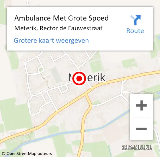 Locatie op kaart van de 112 melding: Ambulance Met Grote Spoed Naar Meterik, Rector de Fauwestraat op 9 januari 2014 08:32