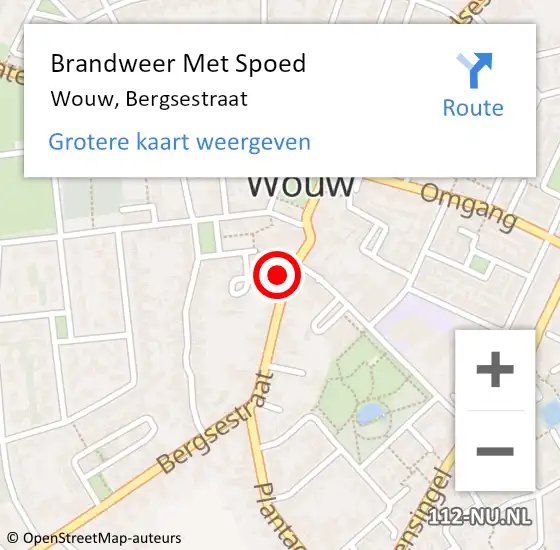 Locatie op kaart van de 112 melding: Brandweer Met Spoed Naar Wouw, Bergsestraat op 26 januari 2017 21:46