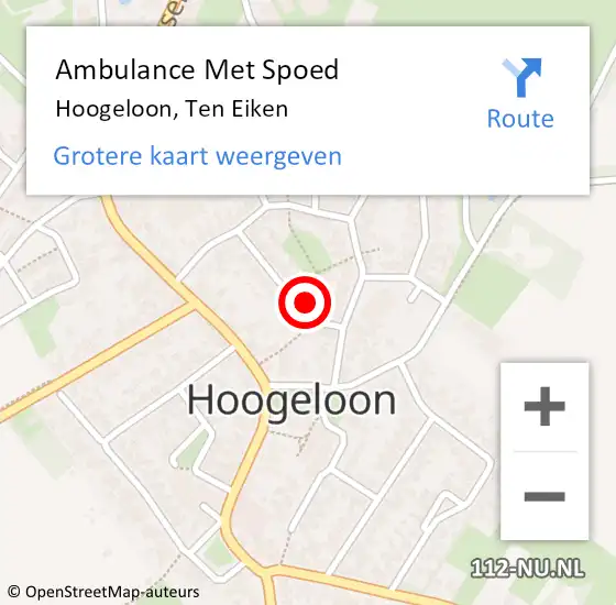 Locatie op kaart van de 112 melding: Ambulance Met Spoed Naar Hoogeloon, Ten Eiken op 26 januari 2017 22:14