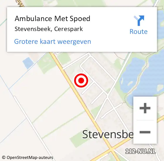 Locatie op kaart van de 112 melding: Ambulance Met Spoed Naar Stevensbeek, Cerespark op 26 januari 2017 22:46