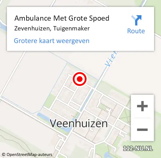 Locatie op kaart van de 112 melding: Ambulance Met Grote Spoed Naar Zevenhuizen, Tuigenmaker op 26 januari 2017 23:29