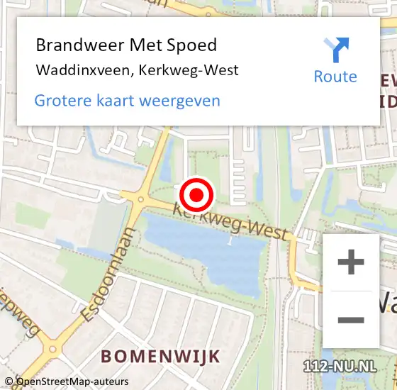 Locatie op kaart van de 112 melding: Brandweer Met Spoed Naar Waddinxveen, Kerkweg-West op 27 januari 2017 00:22