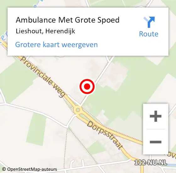 Locatie op kaart van de 112 melding: Ambulance Met Grote Spoed Naar Lieshout, Herendijk op 27 januari 2017 01:43