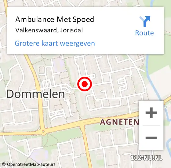 Locatie op kaart van de 112 melding: Ambulance Met Spoed Naar Valkenswaard, Jorisdal op 27 januari 2017 02:19