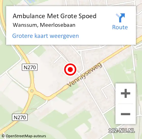 Locatie op kaart van de 112 melding: Ambulance Met Grote Spoed Naar Wanssum, Meerlosebaan op 27 januari 2017 03:17
