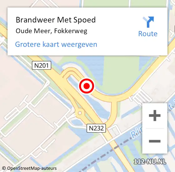 Locatie op kaart van de 112 melding: Brandweer Met Spoed Naar Oude Meer, Fokkerweg op 27 januari 2017 07:25