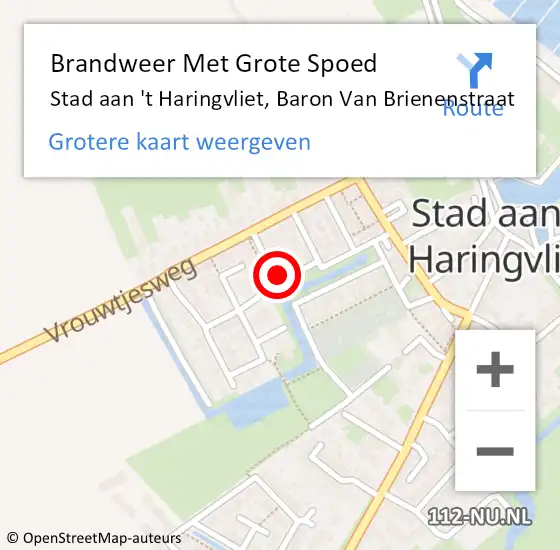 Locatie op kaart van de 112 melding: Brandweer Met Grote Spoed Naar Stad aan 't Haringvliet, Baron Van Brienenstraat op 27 januari 2017 07:53