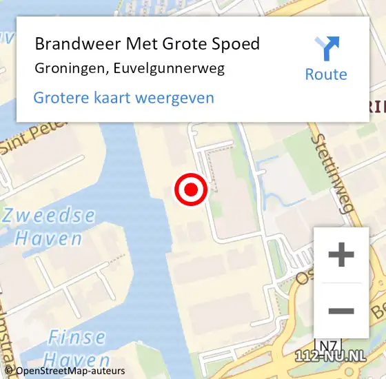 Locatie op kaart van de 112 melding: Brandweer Met Grote Spoed Naar Groningen, Euvelgunnerweg op 27 januari 2017 08:17