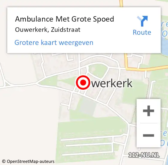 Locatie op kaart van de 112 melding: Ambulance Met Grote Spoed Naar Ouwerkerk, Zuidstraat op 27 januari 2017 08:50
