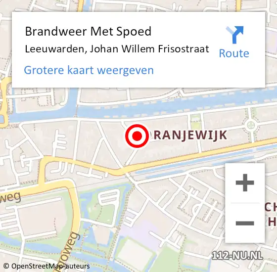 Locatie op kaart van de 112 melding: Brandweer Met Spoed Naar Leeuwarden, Johan Willem Frisostraat op 27 januari 2017 09:02