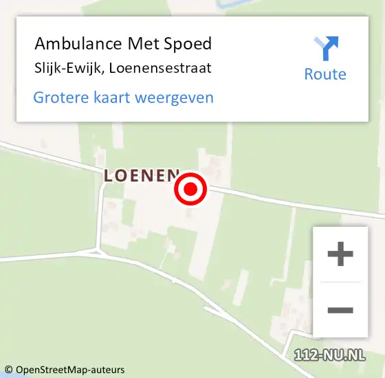 Locatie op kaart van de 112 melding: Ambulance Met Spoed Naar Slijk-Ewijk, Loenensestraat op 27 januari 2017 09:14