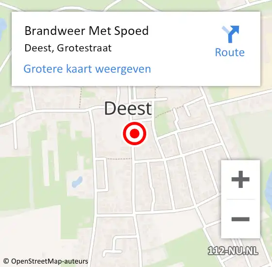 Locatie op kaart van de 112 melding: Brandweer Met Spoed Naar Deest, Grotestraat op 27 januari 2017 09:39