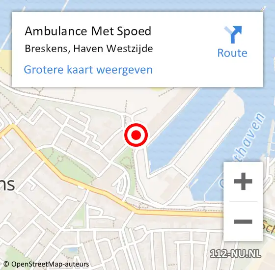 Locatie op kaart van de 112 melding: Ambulance Met Spoed Naar Breskens, Haven Westzijde op 18 september 2013 18:50