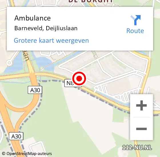 Locatie op kaart van de 112 melding: Ambulance Barneveld, Deijliuslaan op 27 januari 2017 09:54