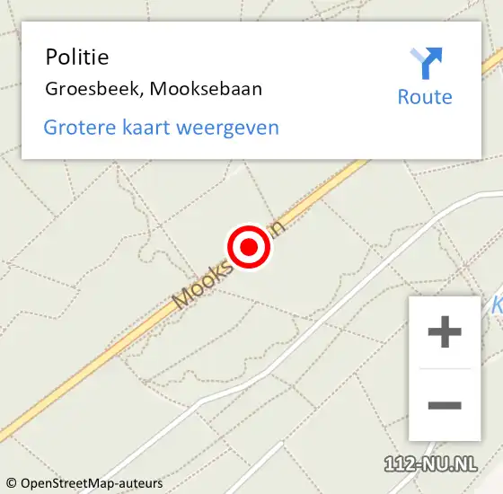 Locatie op kaart van de 112 melding: Politie Groesbeek, Mooksebaan op 27 januari 2017 10:02