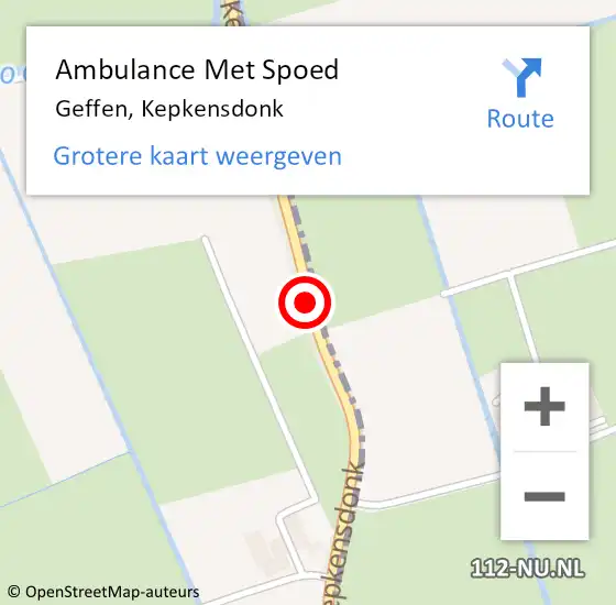 Locatie op kaart van de 112 melding: Ambulance Met Spoed Naar Geffen, Kepkensdonk op 27 januari 2017 10:30