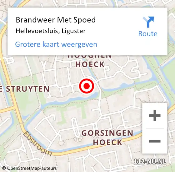 Locatie op kaart van de 112 melding: Brandweer Met Spoed Naar Hellevoetsluis, Liguster op 27 januari 2017 10:53