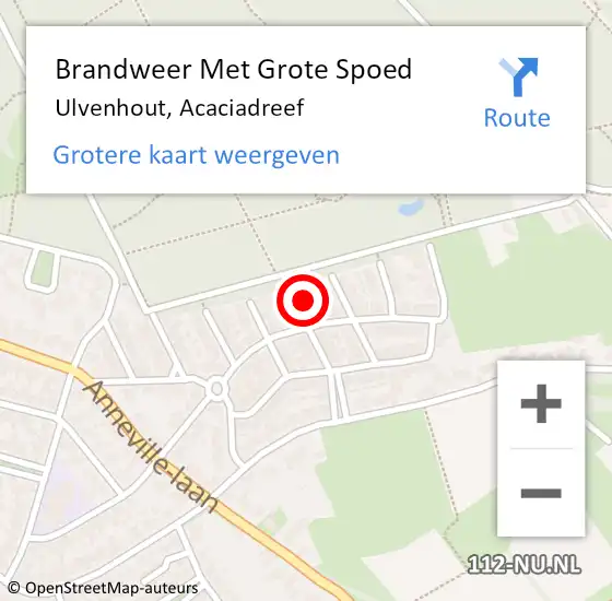 Locatie op kaart van de 112 melding: Brandweer Met Grote Spoed Naar Ulvenhout, Acaciadreef op 27 januari 2017 11:08