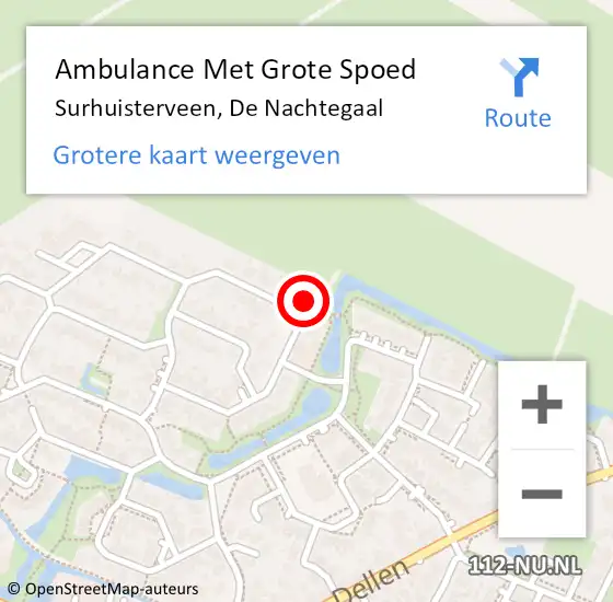 Locatie op kaart van de 112 melding: Ambulance Met Grote Spoed Naar Surhuisterveen, De Nachtegaal op 27 januari 2017 11:09