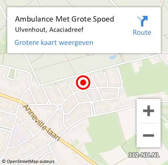 Locatie op kaart van de 112 melding: Ambulance Met Grote Spoed Naar Ulvenhout, Acaciadreef op 27 januari 2017 11:16
